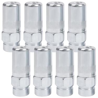 Imagem de Acoplador de pistola de graxa de 8 peças, aço inoxidável resistente 4500 psi, rosca NPT de 0,3 cm, acessórios de graxa sem vazamento, acessório de conexão rápida para espaços estreitos