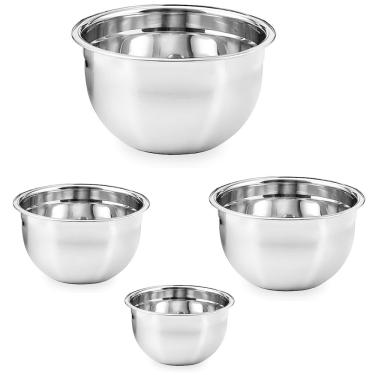 Imagem de Tigela Inox Bowl Bacia Kit 4 uni Receita Cozinha Residencial Industrial Multiuso Versatil