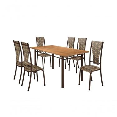 Imagem de Conjunto Mônaco 06 Cadeiras Com Base Piauí Bm Tubulares Bp Noce Oro-courino 120