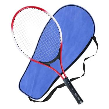 Imagem de harayaa Raquete de tênis infantil, equipamento de raquete de tênis infantil, ferramenta de treino portátil para iniciantes em academia de jardim, Vermelho
