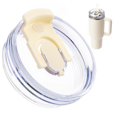 Imagem de Bluwing Tampa de copo de substituição de 1,134 g para copo Stanley, tampa de substituição à prova de derramamento para Stanley 1,134 g Quencher 2.0 e copo ProTour (creme)