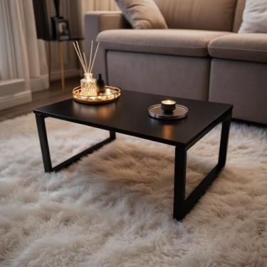 Imagem de Mesinha de Centro Industrial Decorativa de Sala Pés De Ferro MDF BRANCO, PRETO OU FREIJÓ(PRETA)