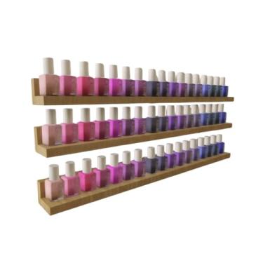 Imagem de Kit 3 Prateleiras Amadeiradas para Esmaltes 60x6x4,5cm - Organização Charmosa