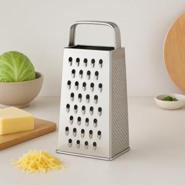 Imagem de Ralador 4 Faces Inox 21cm Profissional Queijo Legumes Fatiador Cabo Ergonômico Cozinha Premium Não Enferruja