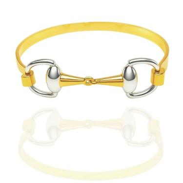 Imagem de Uniquely Quaint Jolie Bracelete de cavalo de ouro 18K com detalhes prateados, inoxidável