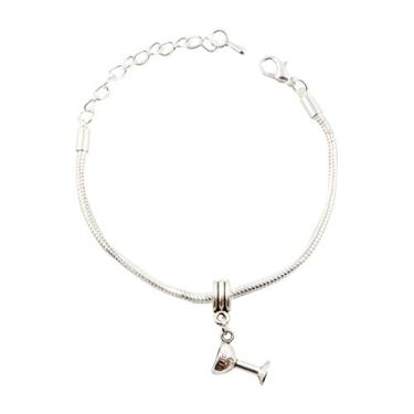 Imagem de Taça de vinho com noiva na lateral pulseira de corrente de cobra, Vidro