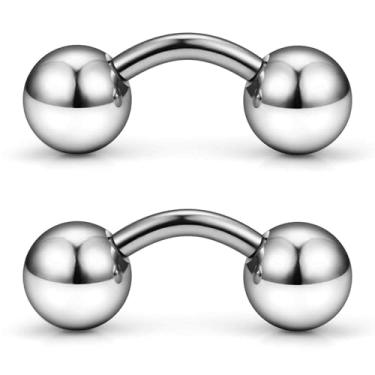 Imagem de Ruifan ASTM F136 Titânio 6 mm 8 mm 10 mm Big Balls Externamente Rosqueado Curvo Barra PA Piercing Joia Kit de Alongamento Anel Tragus Cartilagem Brincos para Mulheres Homens 16G 14G 12G Comprimento da