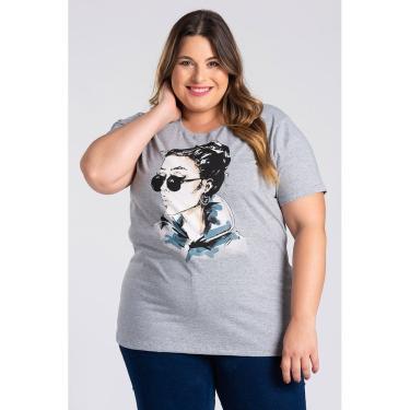 Imagem de T-shirt Feminina Plus Size Malha Algodão c/ Estampada - Serena