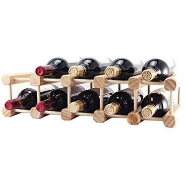Imagem de GAORUIFENG Rack de vinho modular DIY bancada de madeira suporte de garrafa de vinho l para cozinha ou bar doméstico muito resistente — l e compacto (cor: #1)