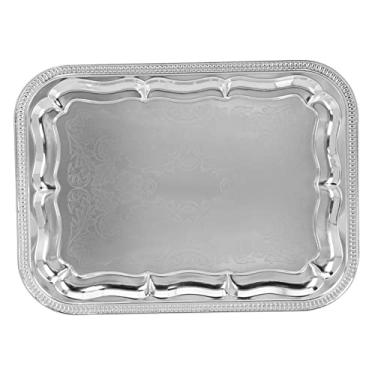 Imagem de Yalych A Holding Smooth Retangular Bolo Servir Partes Suportes Armazenamento Cm Eventos Tempero Rústico Forno Ocidental Escritório Aço Churrasco Pão Comida Bandeja de Joias (Cor: Prata, Tamanho: 33 x