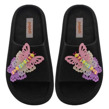 Imagem de Chinelo Slide Nuvem Feminino Borboletas Moda Infantil Sandália 12.121 (Preto, BR, Criança de 9 a 12 anos, Numérico, 34)