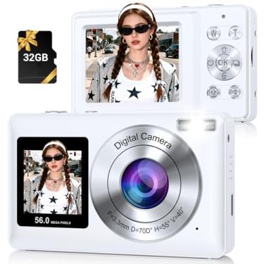 Imagem de Câmera digital de tela dupla 56M 2.7K branca