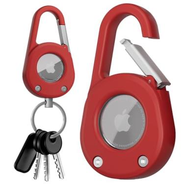 Imagem de meiyasy Capa para porta-chaves AirTag, janela transparente protetora à prova d'água com trava segura, chaveiro de carro resistente para Apple AirTag (vermelho)