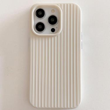 Imagem de Capa de silicone de luxo em cores vibrantes para iPhone 16, 15, 14, 13 Pro Max e 16 Plus. Capa traseira macia e fosca com textura ondulada, à prova de choque, branca. Para iPhone 16 Plus.