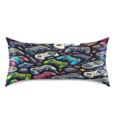 Imagem de Blueangle Várias fronhas de cetim gamepads para cabelo e pele, fronha de seda, tamanho king (50,8 x 101,6 cm) - Capas de almofada de cetim refrescantes com fecho de envelope (768)