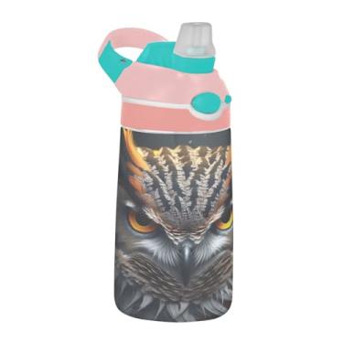 Imagem de ATTX Garrafa de água Cool Owl de 473 ml – Garrafa de água reutilizável Tritan Sports & Travel com canudo e tampa de bico pop-up #121