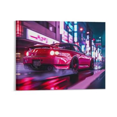 Imagem de HouLaiZhe Neon Sports Car S2000 Jdm Cartazes de carro lona parede estética decoração de sala de parede impressões galeria sala decoração de parede para quarto sala de estar escritório 16 x 20
