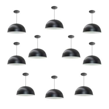 Imagem de Kit 10 Luminária Pendente Meia Lua 24cm Com Interior Branco Brilho Fia