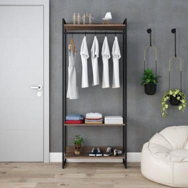 Imagem de Estante Closet Arara Industrial 3 Prateleiras 187x80cm Dynamica Yescas