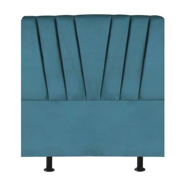 Imagem de Cabeceira Estofada De Cama Casal Box 140 Cm Louise Suede Azul Turquesa