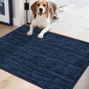 Imagem de COSY HOMEER - Tapete de entrada para caçador de sujeira 51 x 81 cm, antiderrapante, lavável, tapete de boas-vindas, tapete de boas-vindas discreto para cães e sapatos molhados, azul marinho