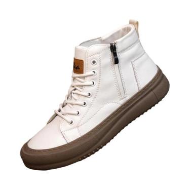 Imagem de Tênis Masculino Branco De Cano Alto Para Primavera E Outono, Respiráve