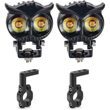 Imagem de Ammtio Suporte expansível de conversão com faróis de coruja terno farol LED Spot Light branco amarelo lâmpada de condução de cor dupla 9-60V para bicicleta de rua carro ATV.