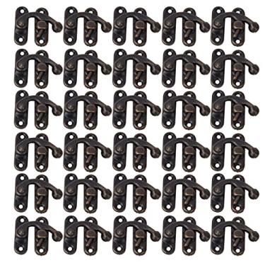 Imagem de Ainoli 30 peças gancho de ferrolho estilo retrô ferro trava gancho ferrolho para caixas de presente de joias 3,2 x 2,8 cm (Gancho de direita em bronze)