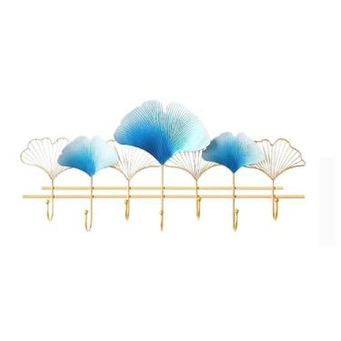 Imagem de Prateleiras suspensas Cabide criativo de parede com ganchos de metal para roupas e cabides de entrada sem furos(Blue,Médio)
