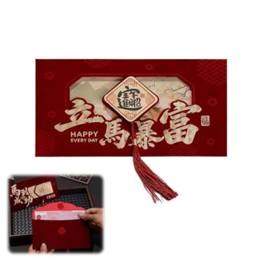 Imagem de Envelopes vermelhos de ano novo chinês de 2026, envelope vermelho chinês de ano novo cavalo, envelope de dinheiro da sorte, acabamento em veludo, bolsos vermelhos, para decorações de festivais de