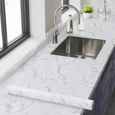 Imagem de Papel de contato de bancada Abyssaly Marble White Grey 60x1000cm