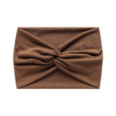 Imagem de Faixa de cabelo feminina elástica respirável esportiva antiderrapante faixa de cabelo faixa de transpiração para ciclismo, corrida, ioga (café)