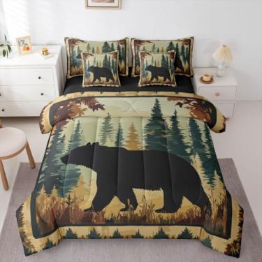 Imagem de Erosebridal Jogo de edredom rústico de 7 peças, animais selvagens, casa de fazenda, reversível, rústica, com árvore de campo, respirável, leve