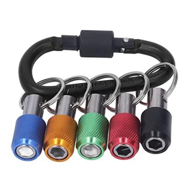 Imagem de Zerodis Suporte de Broca de Haste Hexagonal de 1/4 pol., 5 Barras de Extensão de Soquete Com Chaveiro, Cromado à Prova de Ferrugem, Compatível Com Chaves de Fenda Elétricas e Brocas, (Mosquetão Preto)