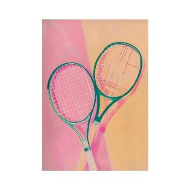 Imagem de Pintura Em Tela De Óleo De Bola De Tênis Rosa, Pôster Retrô De Menina 