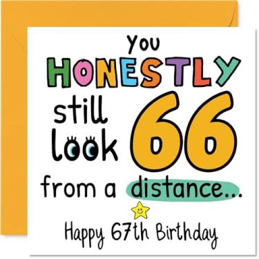Imagem de Stuff4 Cartões de aniversário de 67 anos para homens e mulheres - From a Distance - Cartão de feliz aniversário para homem de 67 anos mulher pai avó esposa irmã, cartões comemorativos de aniversário
