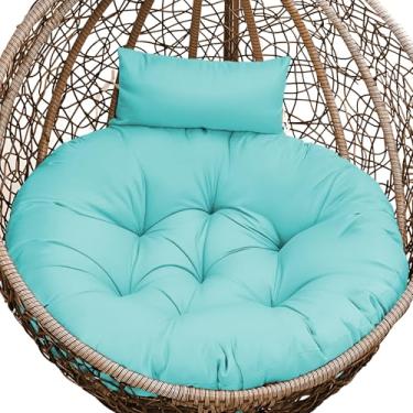 Imagem de Tycdiose Almofada de substituição para cadeira de ovo para uso externo, cesta suspensa espessa almofada para cadeira de ovo à prova d'água Papasan almofadas para cadeiras com encosto de cabeça
