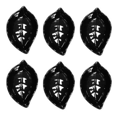Imagem de Albedel 6 peças pretas em forma de folha de porcelana para molho de soja tigelas de imersão de cerâmica 57 g para jantar, assar, churrasco e cozinhar