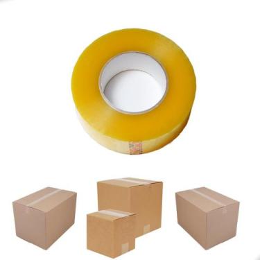 Imagem de Fita Adesiva Larga Transparente/amarela Grande Embalar Caixa - Fita Du