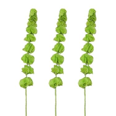 Imagem de Evlasumflow 3 peças de folhas artificiais de 76 cm, sinos falsos da Irlanda, grama sintética de seda para buquês de vasos, flores, vegetação, decoração de casamento, escritório em casa.
