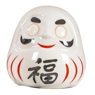 Imagem de IEUDNS Estátua de boneca Daruma japonesa, peça central multifuncional, artesanato decorativo, escultura, estatueta para estante, mesa, quarto, casa, Branco