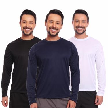 Imagem de Kit 3 Camisas Segunda Pele Proteção Solar Uv Térmica Corrida Bike-Masculino
