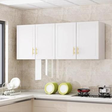 Imagem de Armários de cozinha montados na parede - Armários de armazenamento de banheiro, prateleiras superiores de varanda e caixas de cosméticos para sala de estar - Armários de parede elegantes para