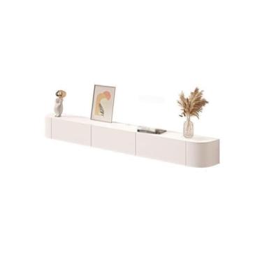 Imagem de CFGH6FDF Suporte de TV flutuante armário de TV minimalista suspenso - Unidade de TV flutuante - Unidade de parede de mídia de console de mídia de centro de entretenimento (branco, grande)