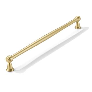Imagem de CABDM Pacote com 2 puxadores de armário de 305 mm de centro a centro de ouro antigo para armários armários puxadores de gaveta sólidos resistentes cômodos cozinhas quartos