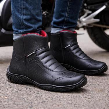 Imagem de Bota Motociclista Grand Luxo, Couro Legítimo marca ATRON Coturno Motoq