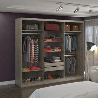 Imagem de Guarda Roupa Casal 1 Espelho 3 Portas De Correr 2 Gavetas Mdf Mm7320e1 Siena Móveis Demolição