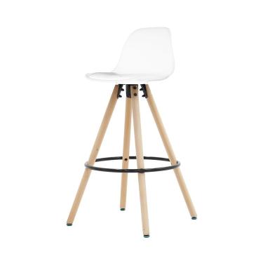 Imagem de Banqueta Saarinen Alta Branca 94cm Assento Estofado Com Base De Madeira