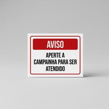 Imagem de Placa Acm Aviso Aperte Campainha Para Ser Atendido 18X23