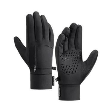 Imagem de Luvas De Ciclismo De Inverno Impermeáveis Pretas Para Homens, Com Tela